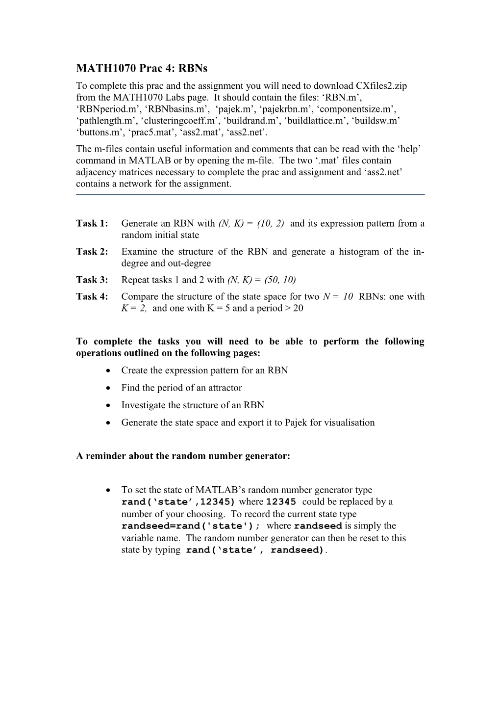 MATH1070 Prac 4: Rbns