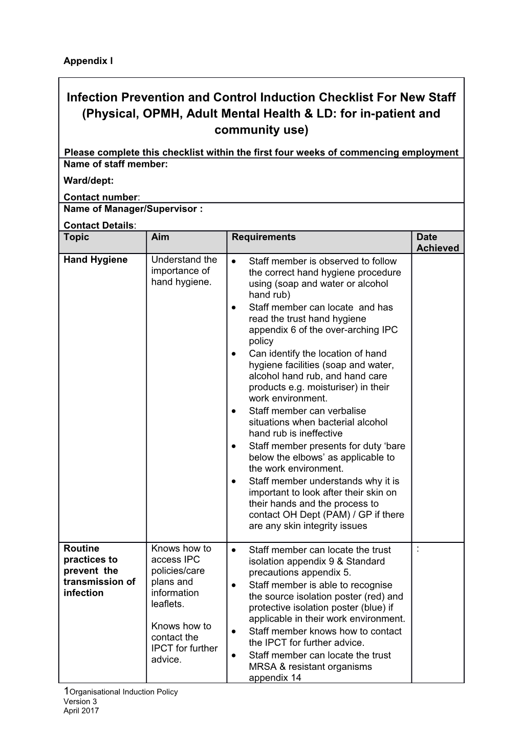 Staff Member Can Verbalise Situations When Bacterial Alcohol Hand Rub Is Ineffective