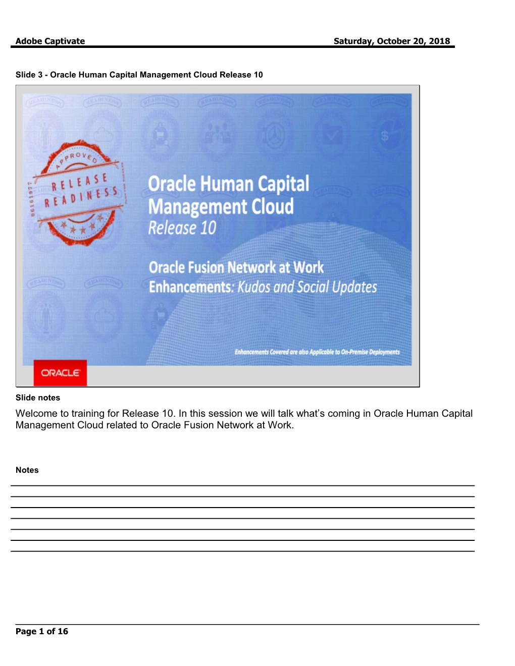 Slide 3 - Oracle Human Capital Management Cloud Release 10