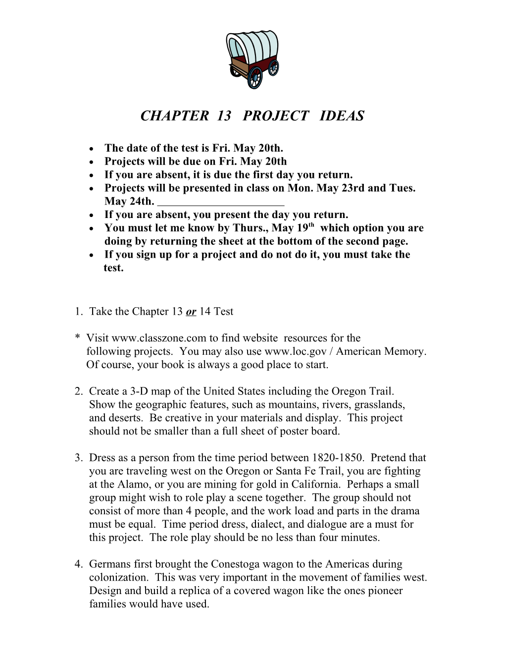 Chapter 13 Project Ideas