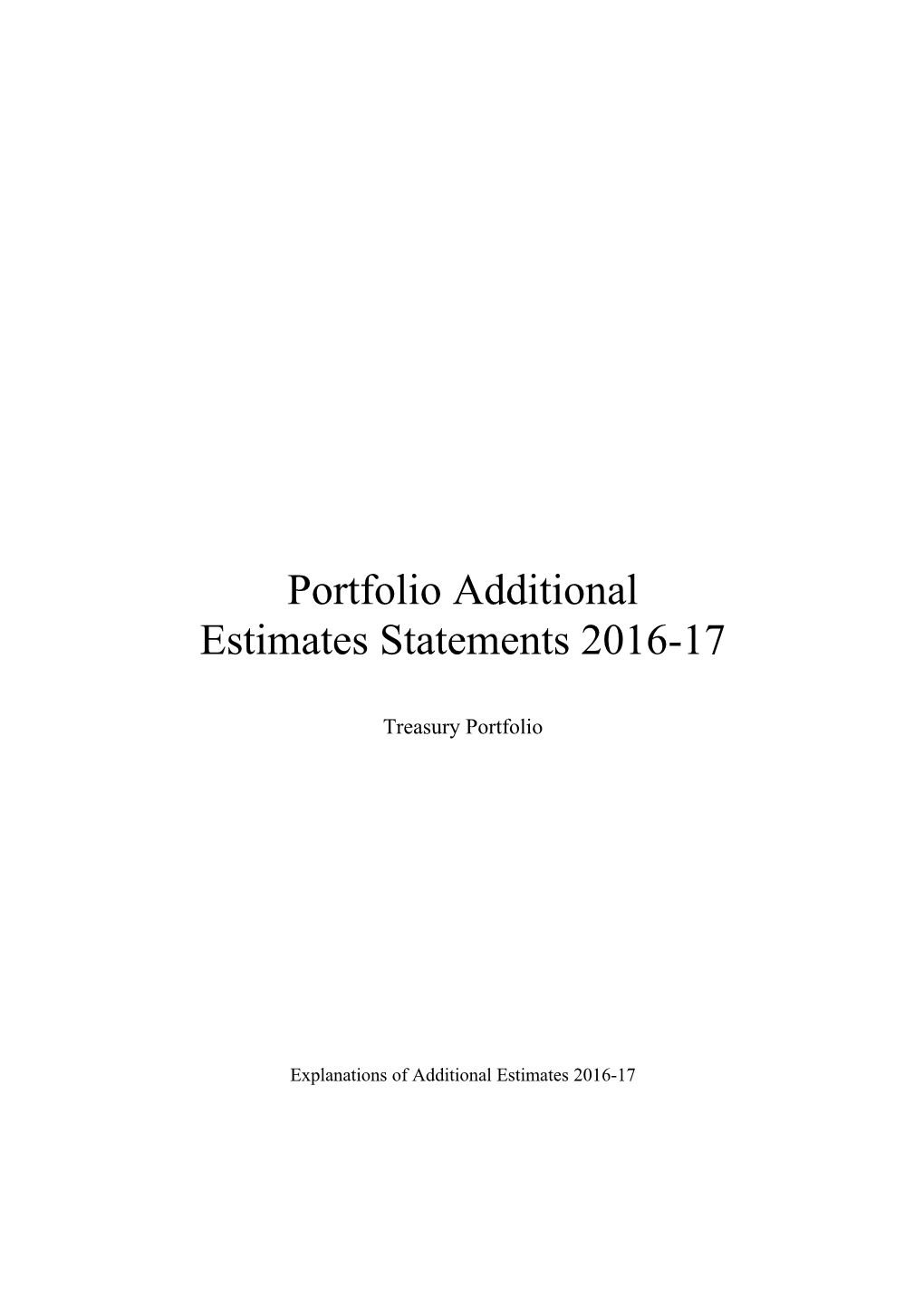 Portfolio Additional Estimates Statements 2016-17