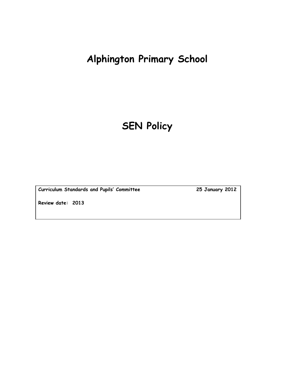 Sample SEN Policy for Devon Schools