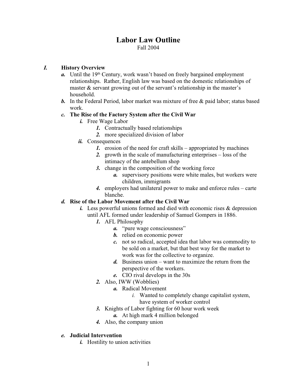 Labor Law Outline