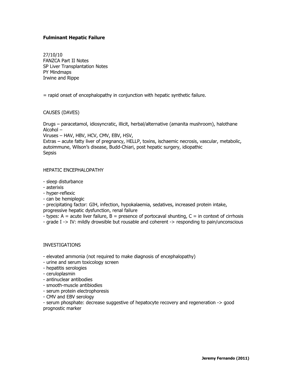 Fulminant Hepatic Failure