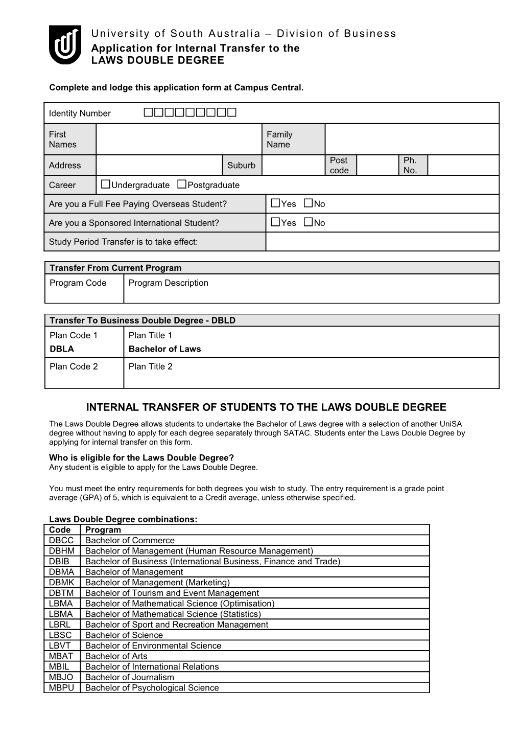 University of South Australia Division of Business