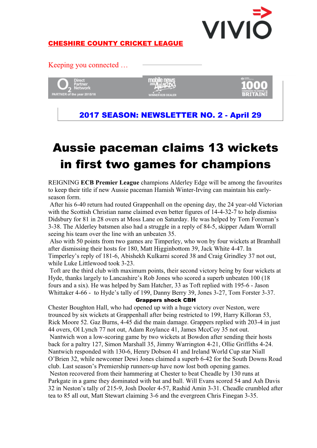 Aussie Paceman Claims 13 Wickets in First Two Games for Champions
