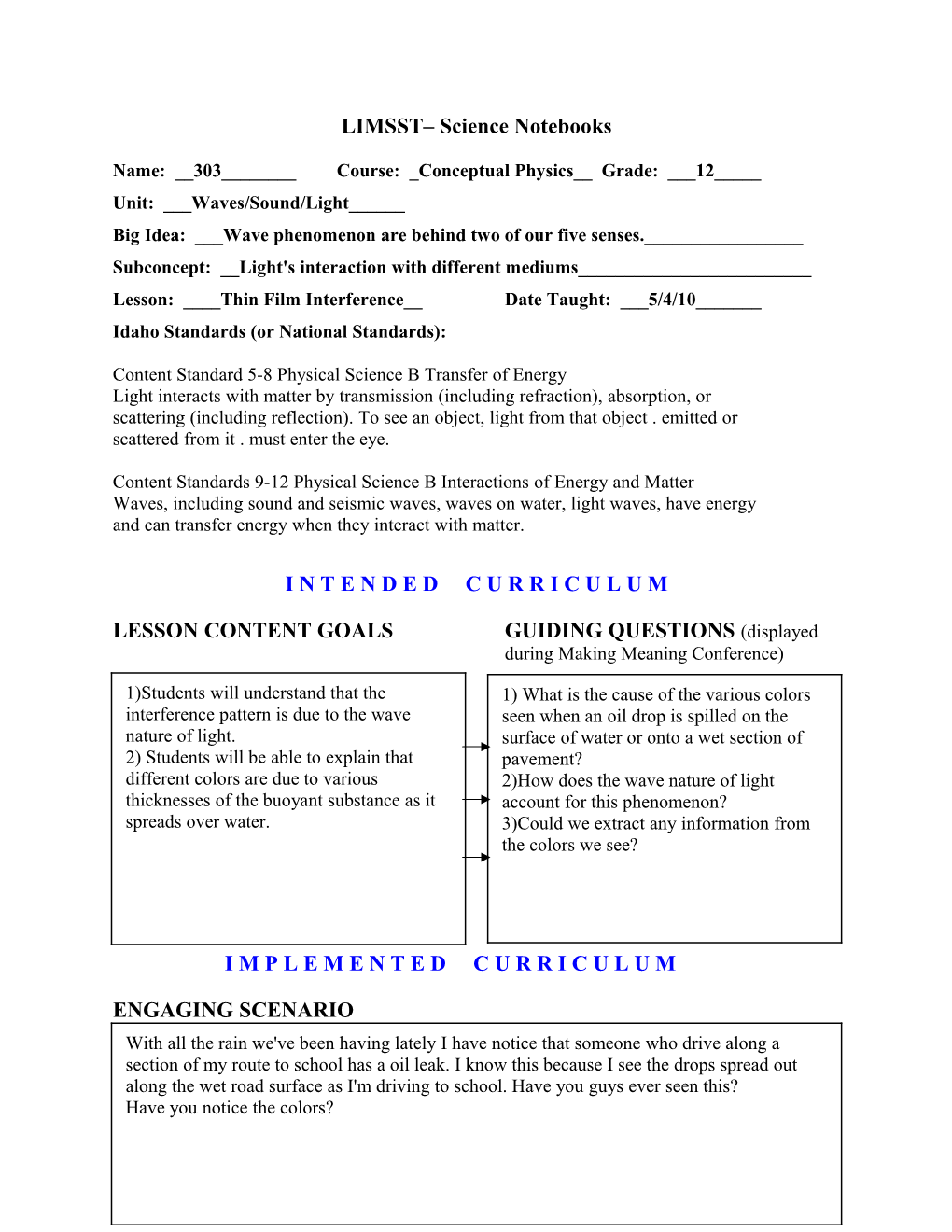 LESSON DESIGN TEMPLATE (May 2004)