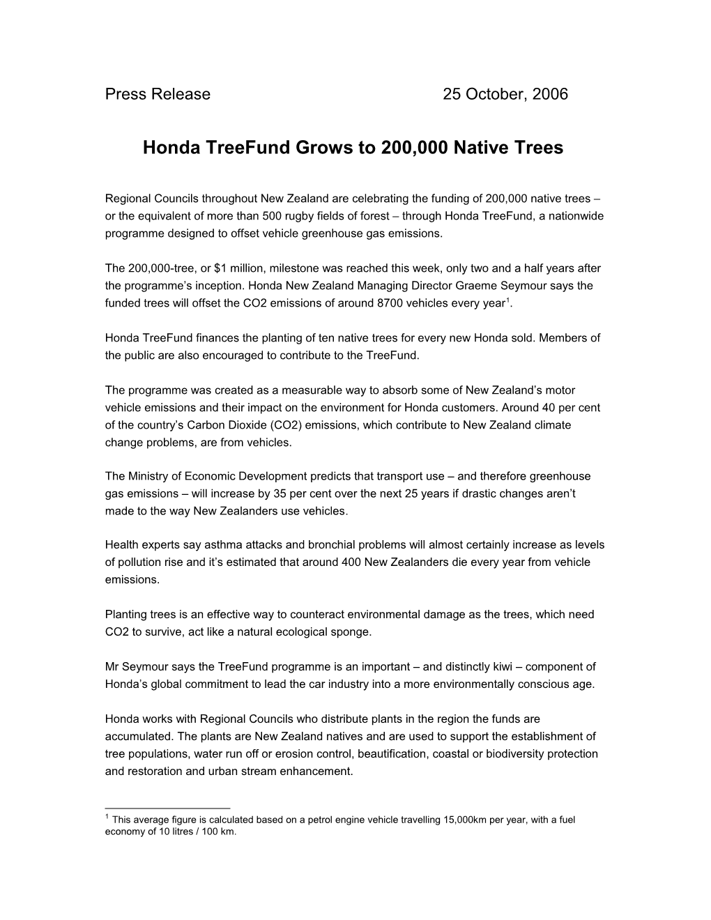 Honda Treefund Grows to 200,000 Native Trees