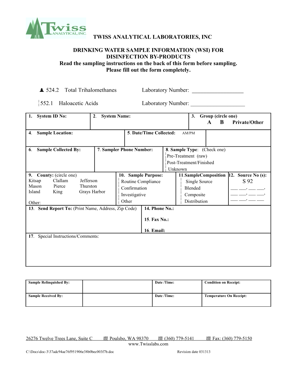 Water Sample Information (Wsi)