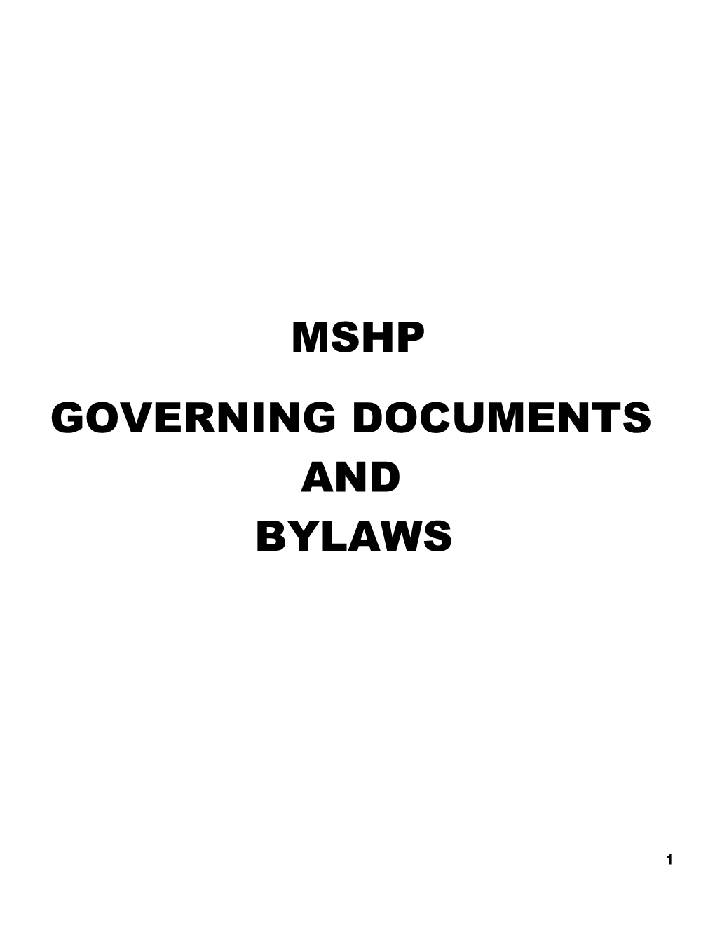 Mshp Governing Documents