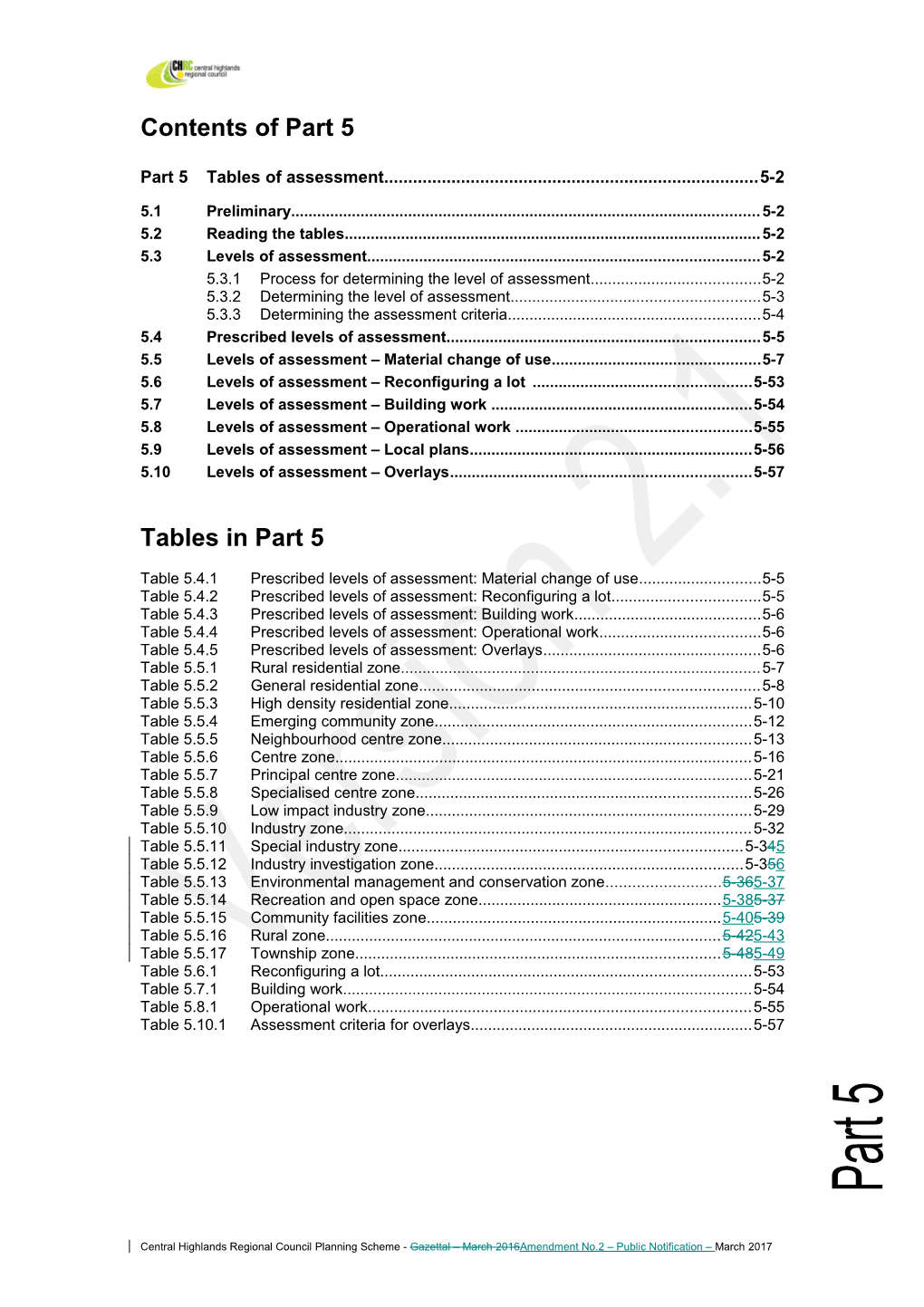 Contents of Part 5