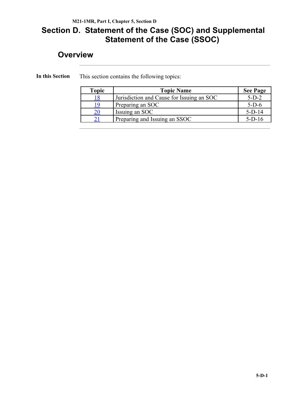 Statements of the Case (SOC) and Supplemental Statements of the Case (SSOC) (U.S. Department