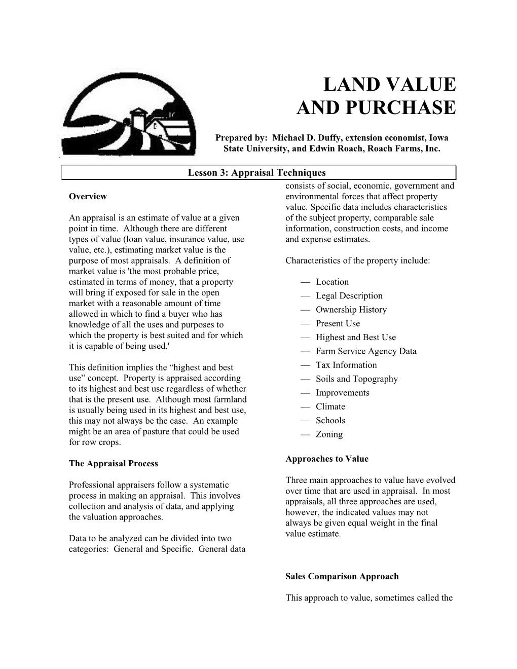 Lesson 1: Land Value Trends and Other Considerations