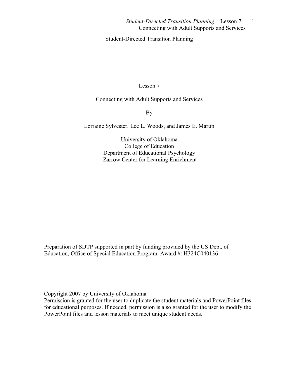 Student-Directed Transition Planning Lesson 7