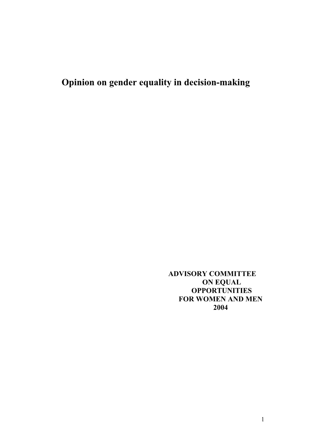 Gender Equality in Decision-Making