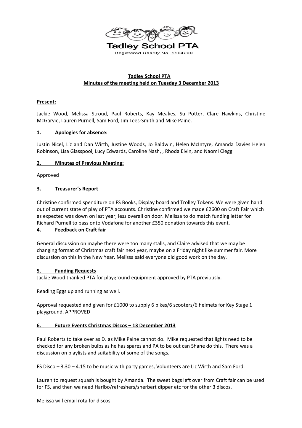 Minutes of the Meeting Held on Tuesday 3 December 2013