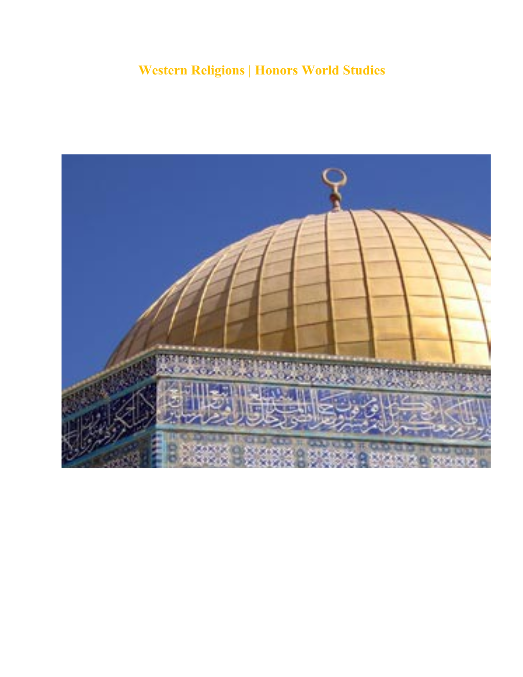 Introduction to the Semitic Religions: Judaism, Christianity and Islam