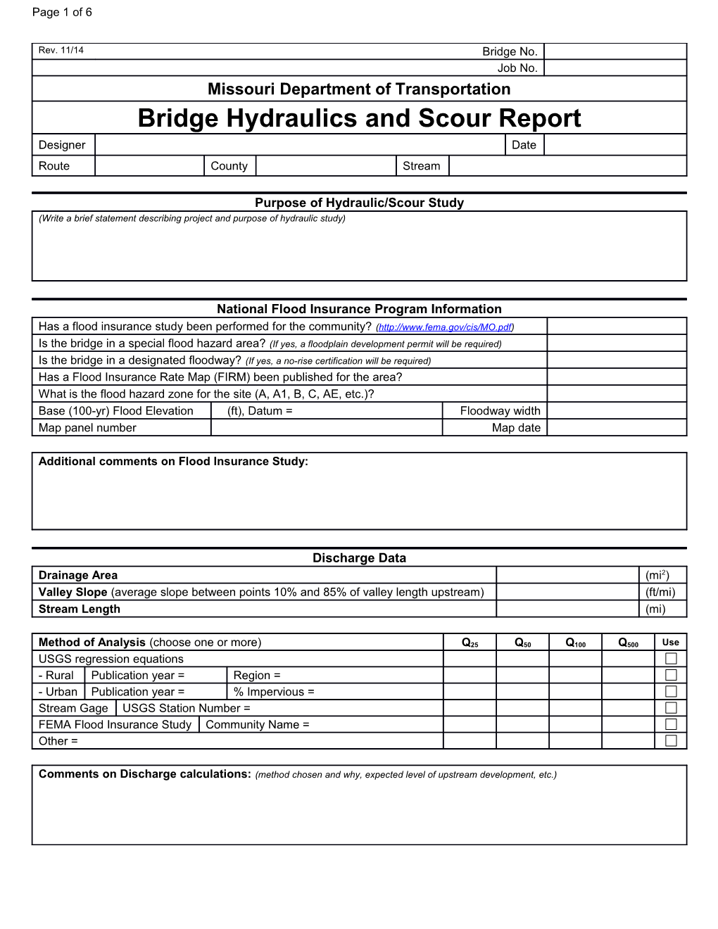 Bridge Hydraulics and Scour Report