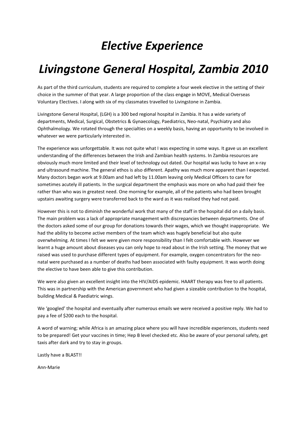 Livingstone General Hospital, Zambia 2010
