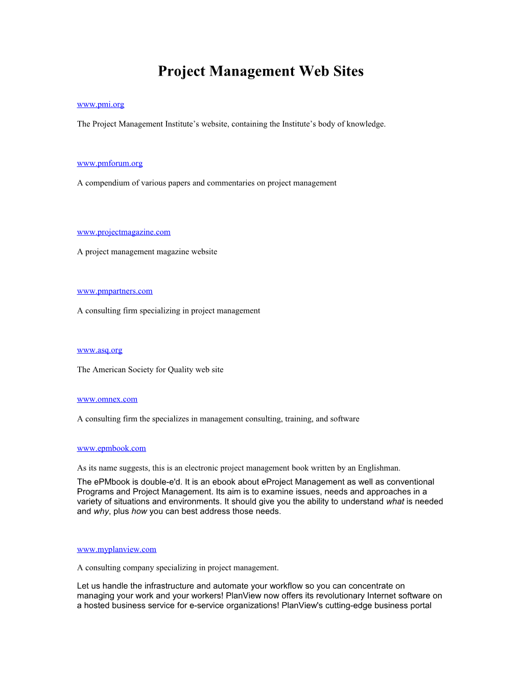 Project Management Web Sites