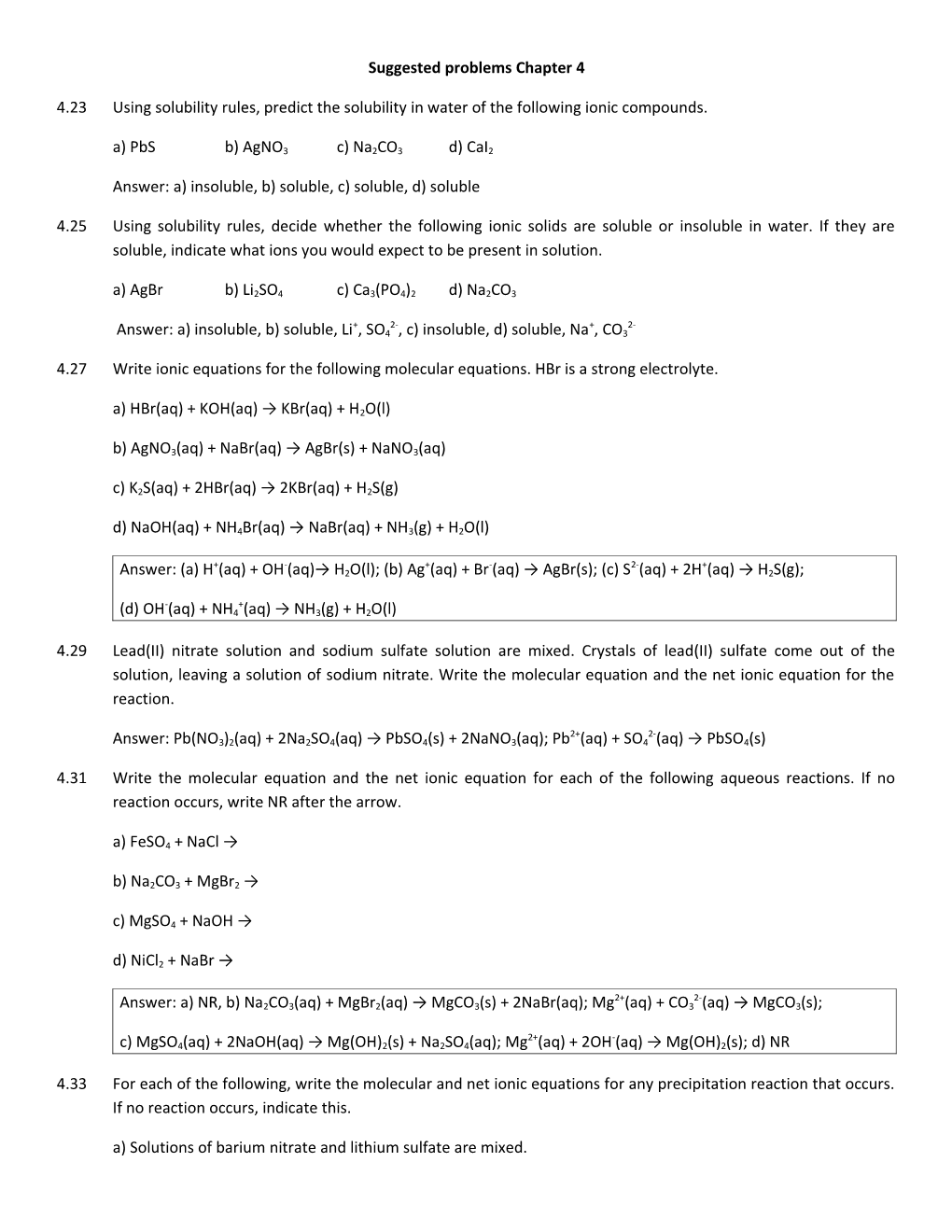 Suggested Problems Chapter 4