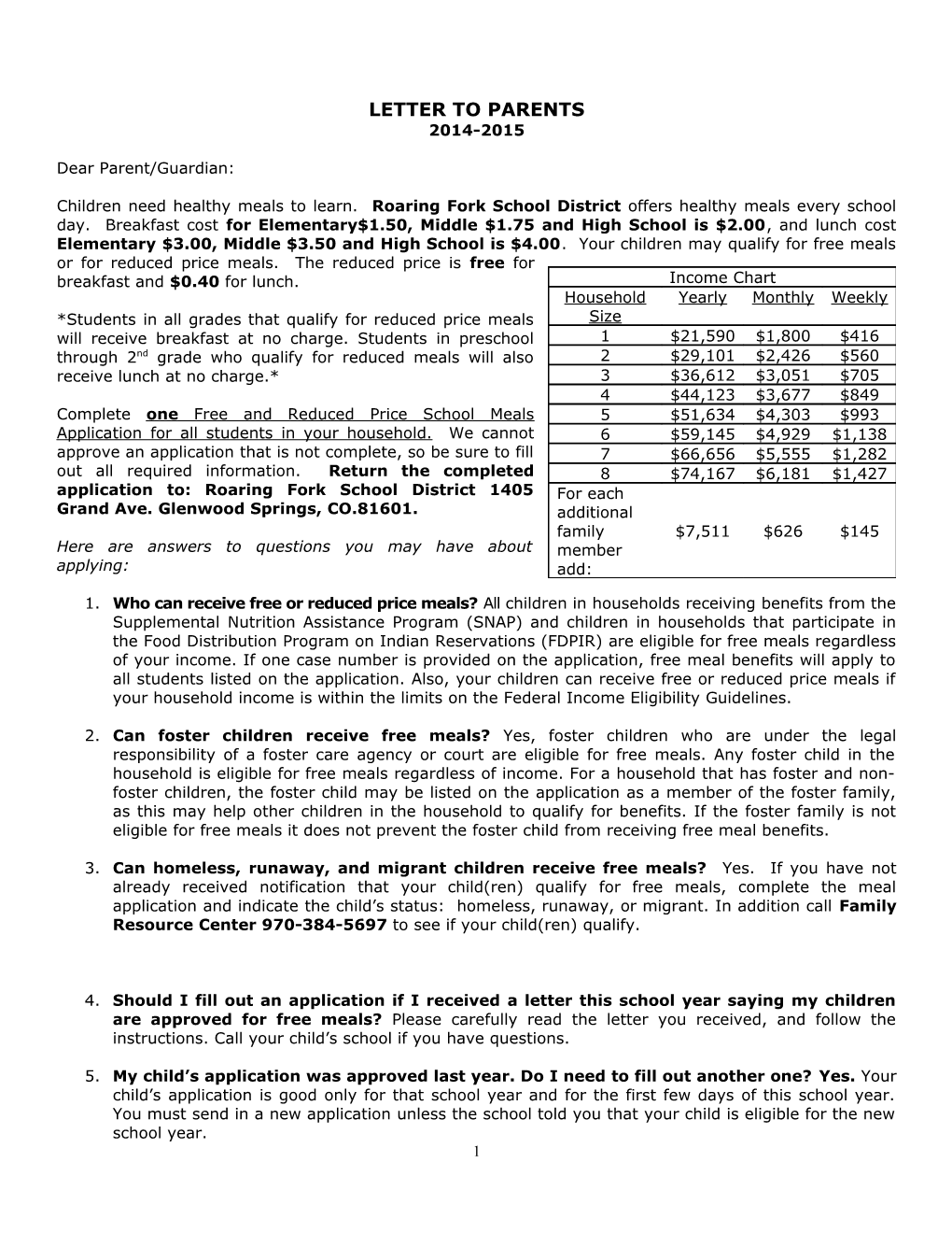 Child Nutrition Free and Reduced Meal Benefit Package