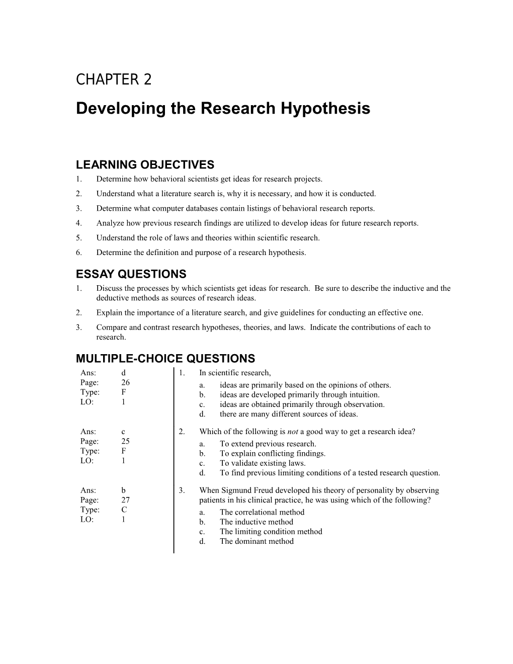 Chapter 2: Developing the Research Hypothesis 1