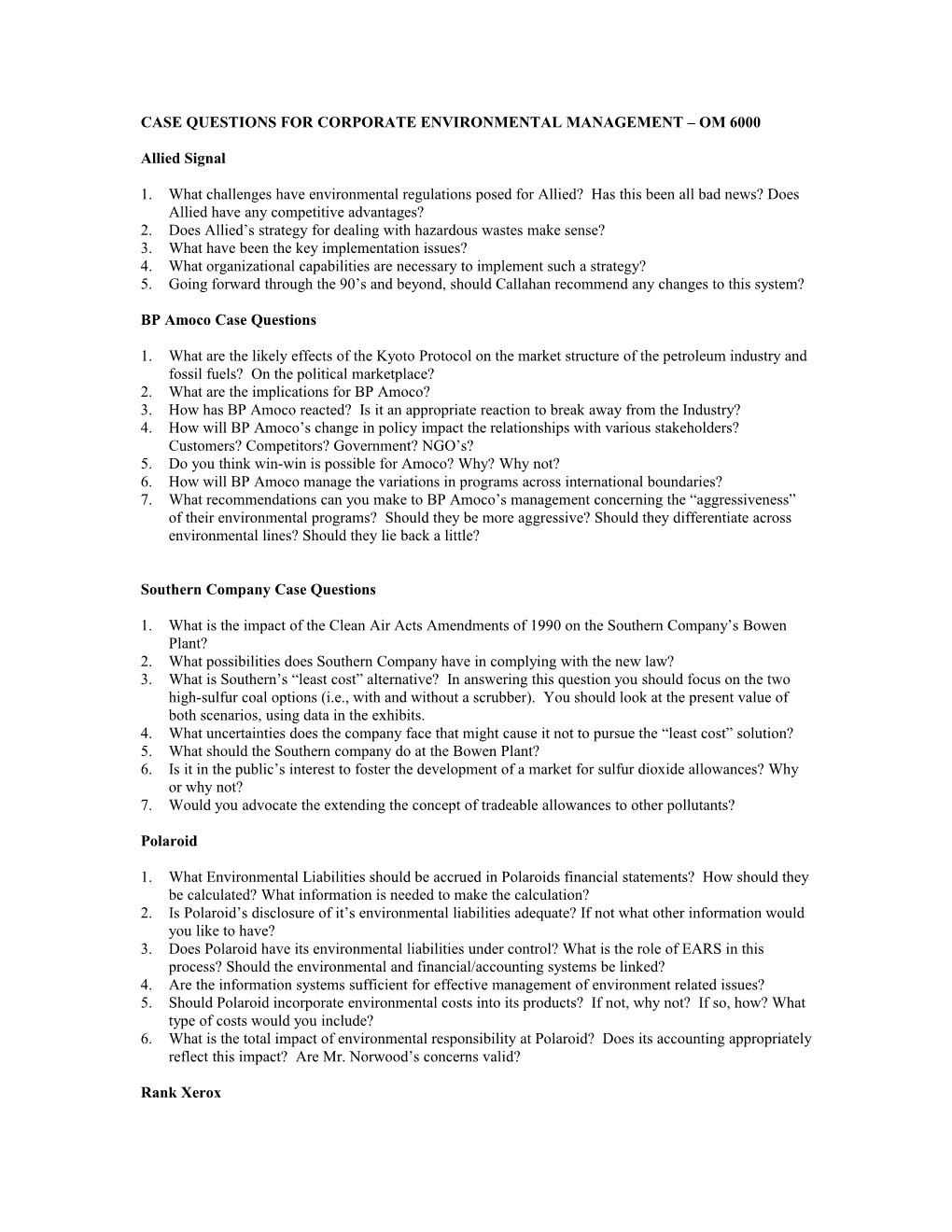 Dupont Case Questions