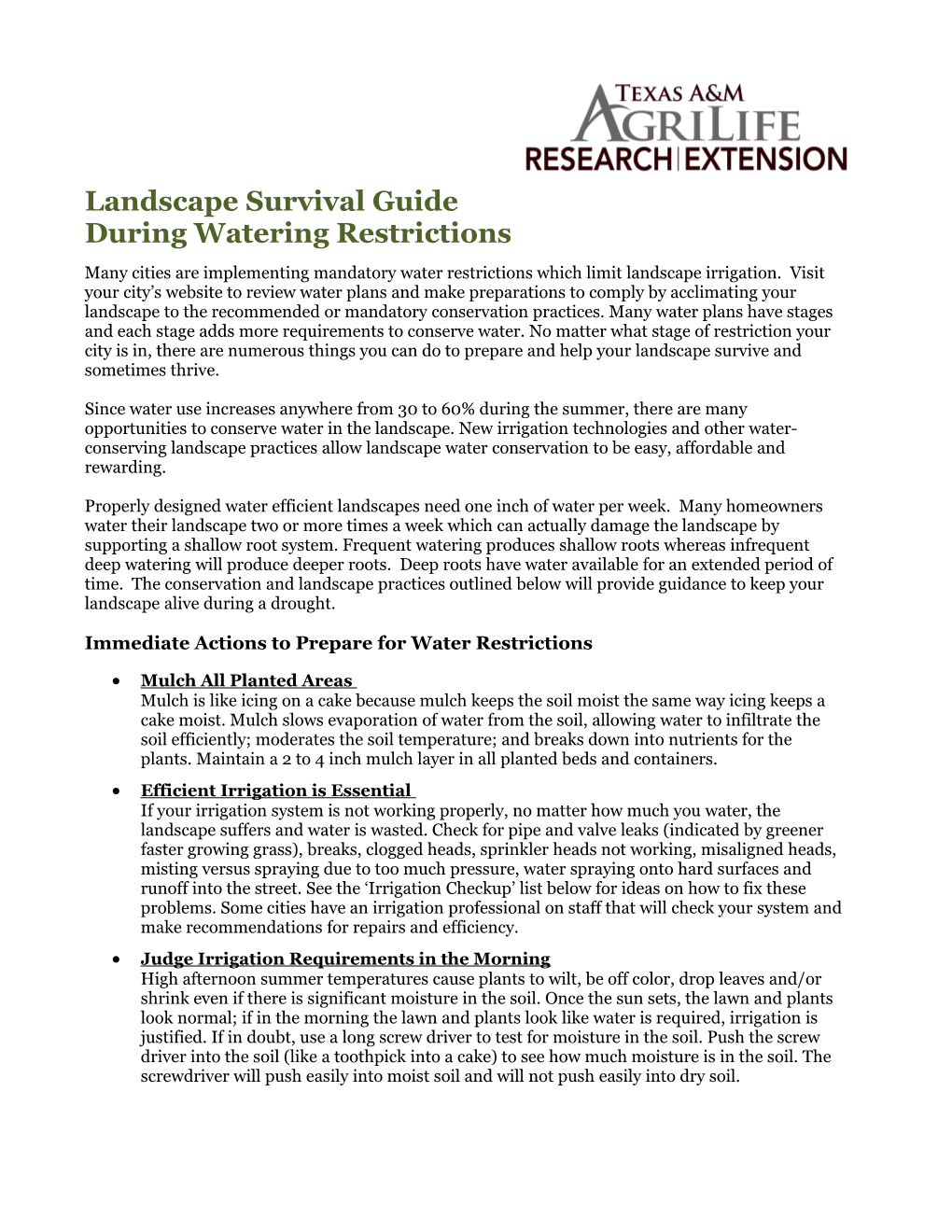 Landscape Survival Guide