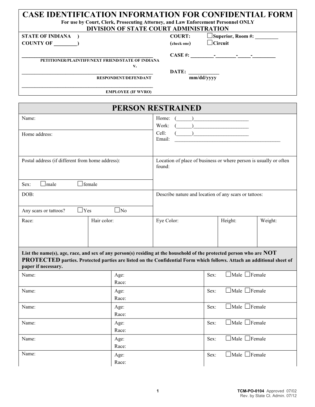 Case ID for Confidential Form & Confid Form
