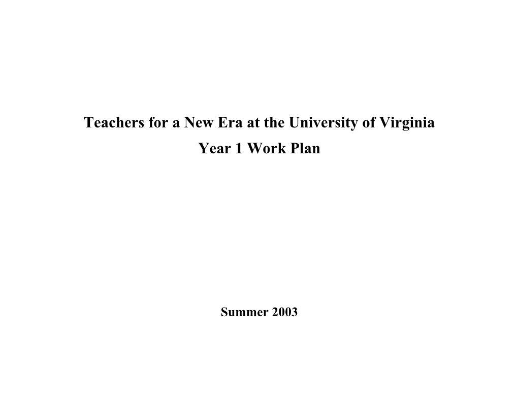 Teachers for a New Era at the University of Virginia