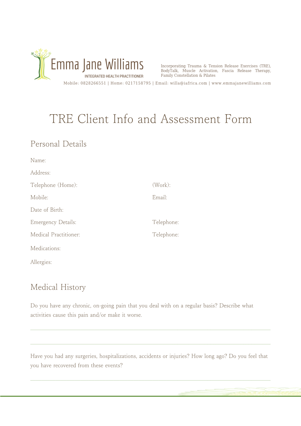 TRE Client Info and Assessment Form