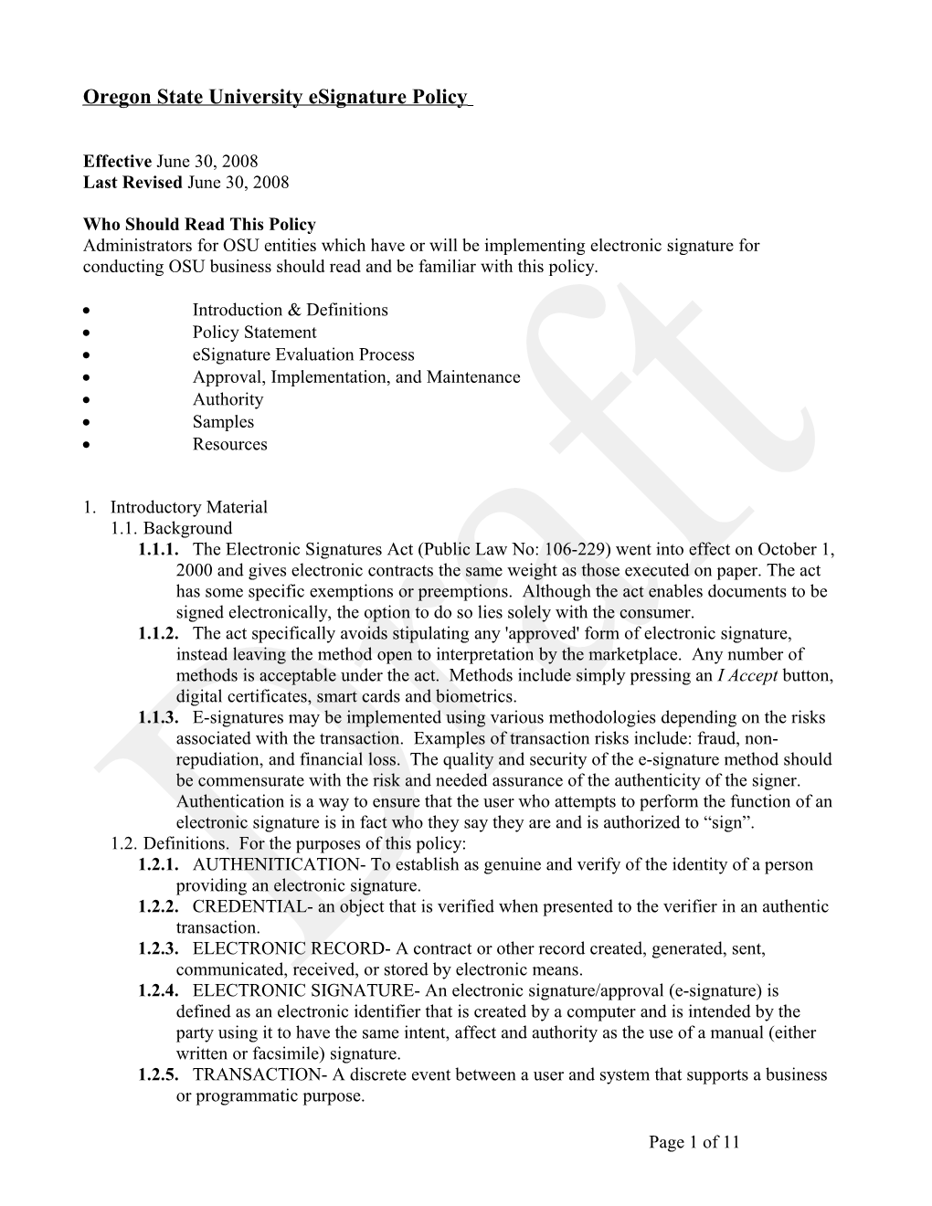 Electronic Signature Policy