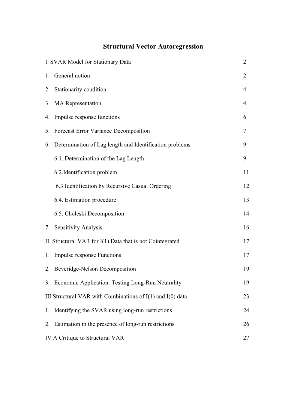 Structural Vector Autoregression