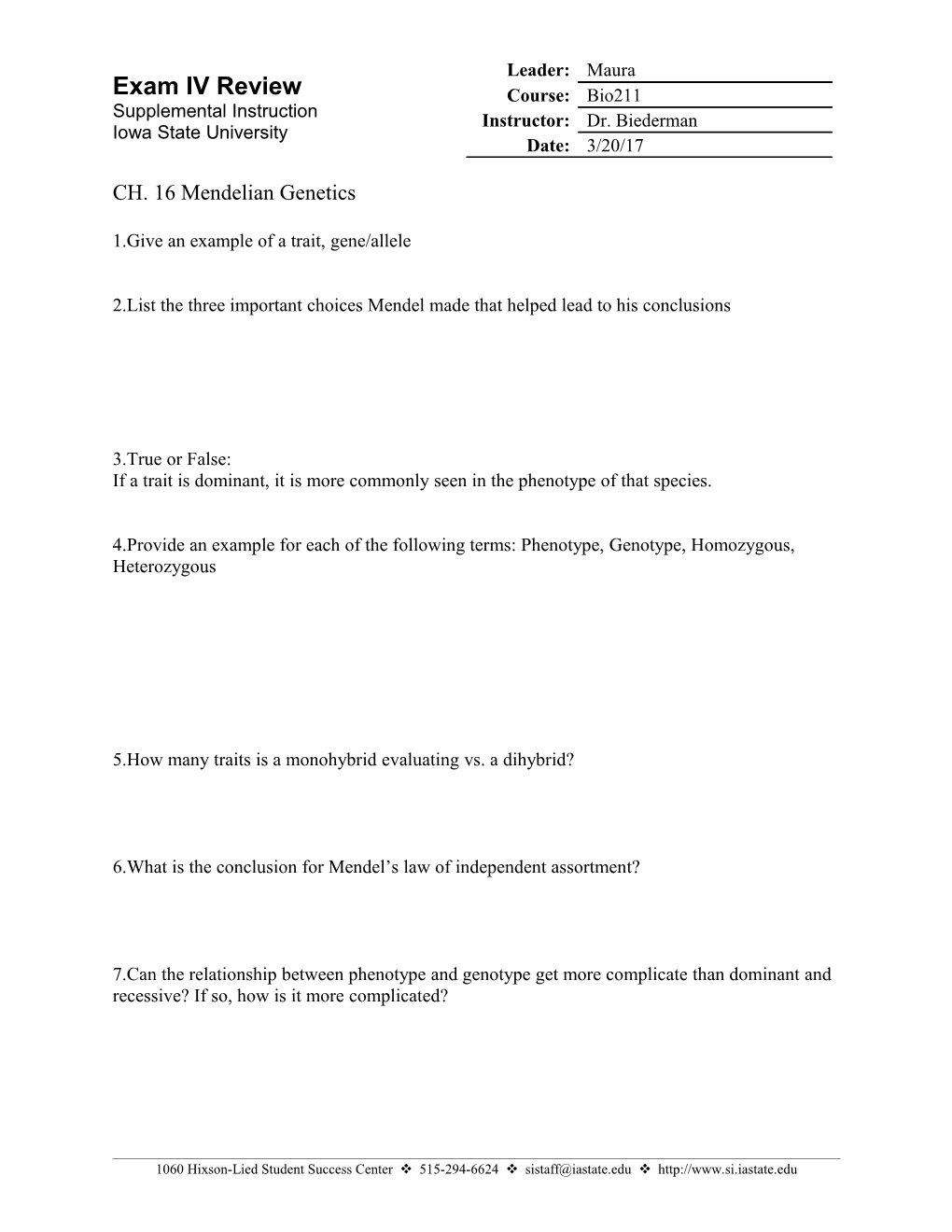 1.Give an Example of a Trait, Gene/Allele