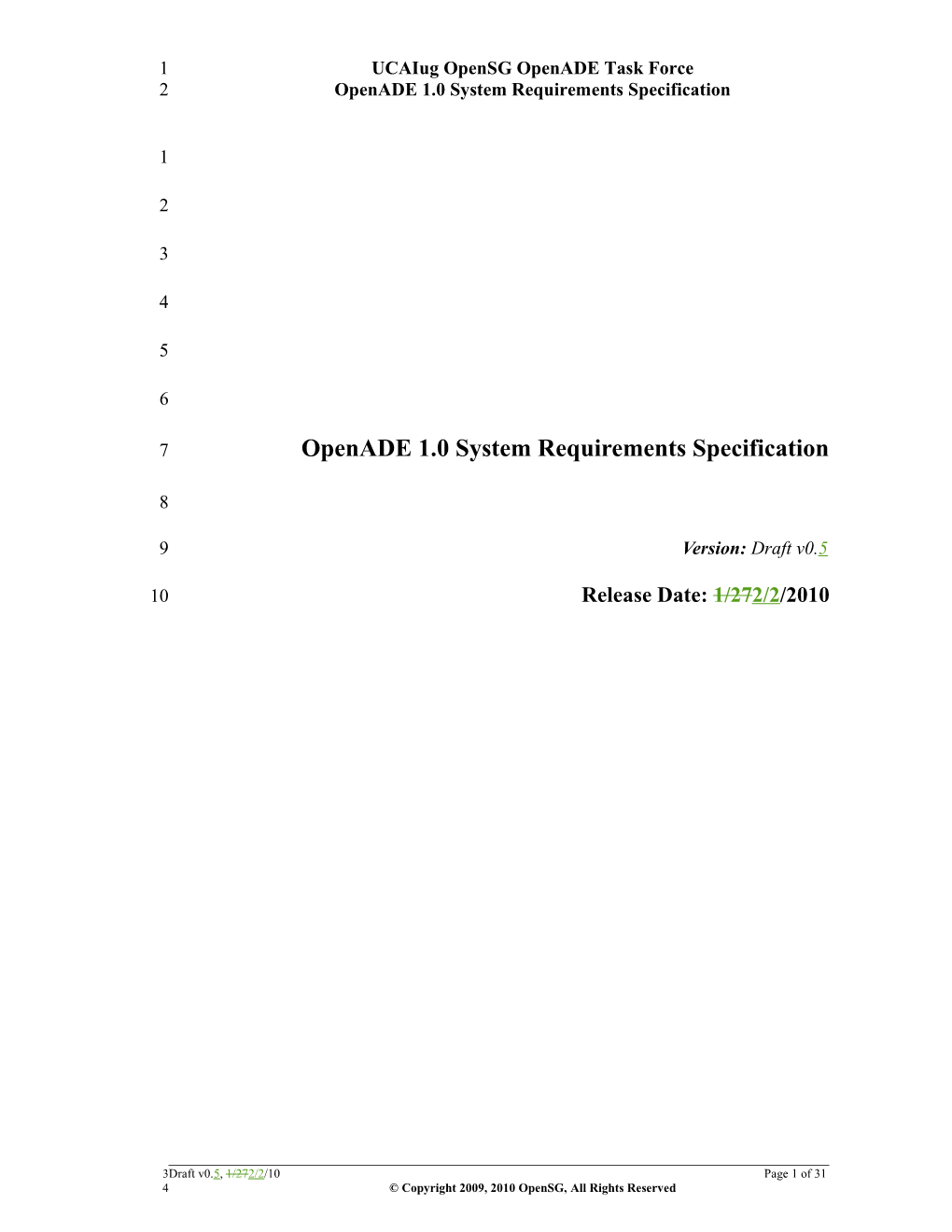 Openade 1.0 System Requirements Specification