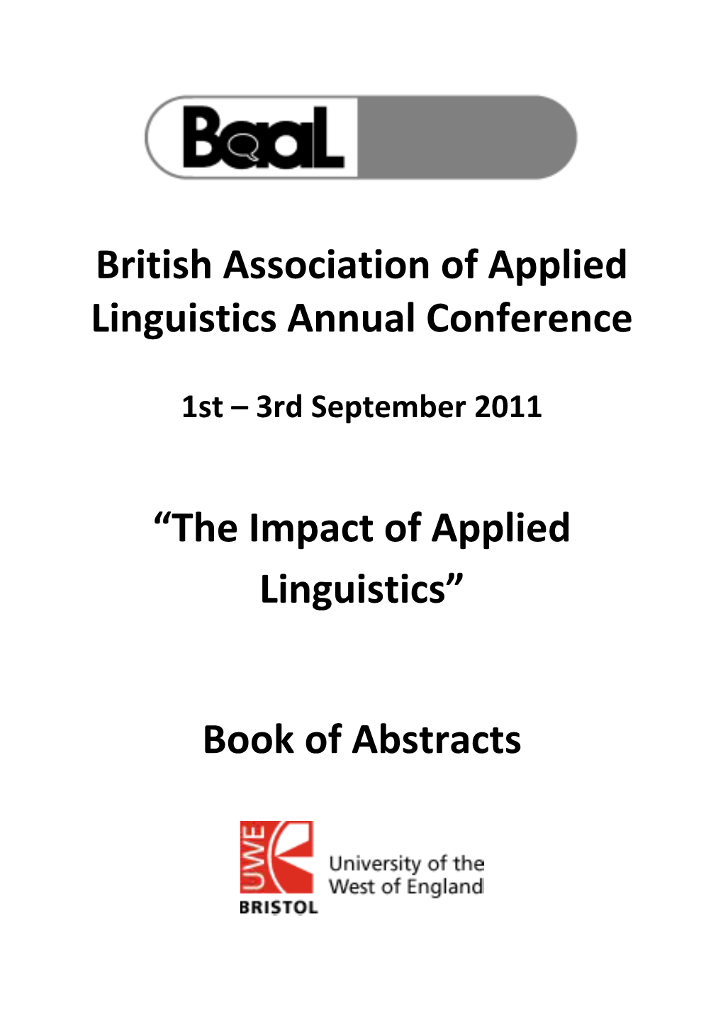 British Association of Applied Linguistics Annual Conference