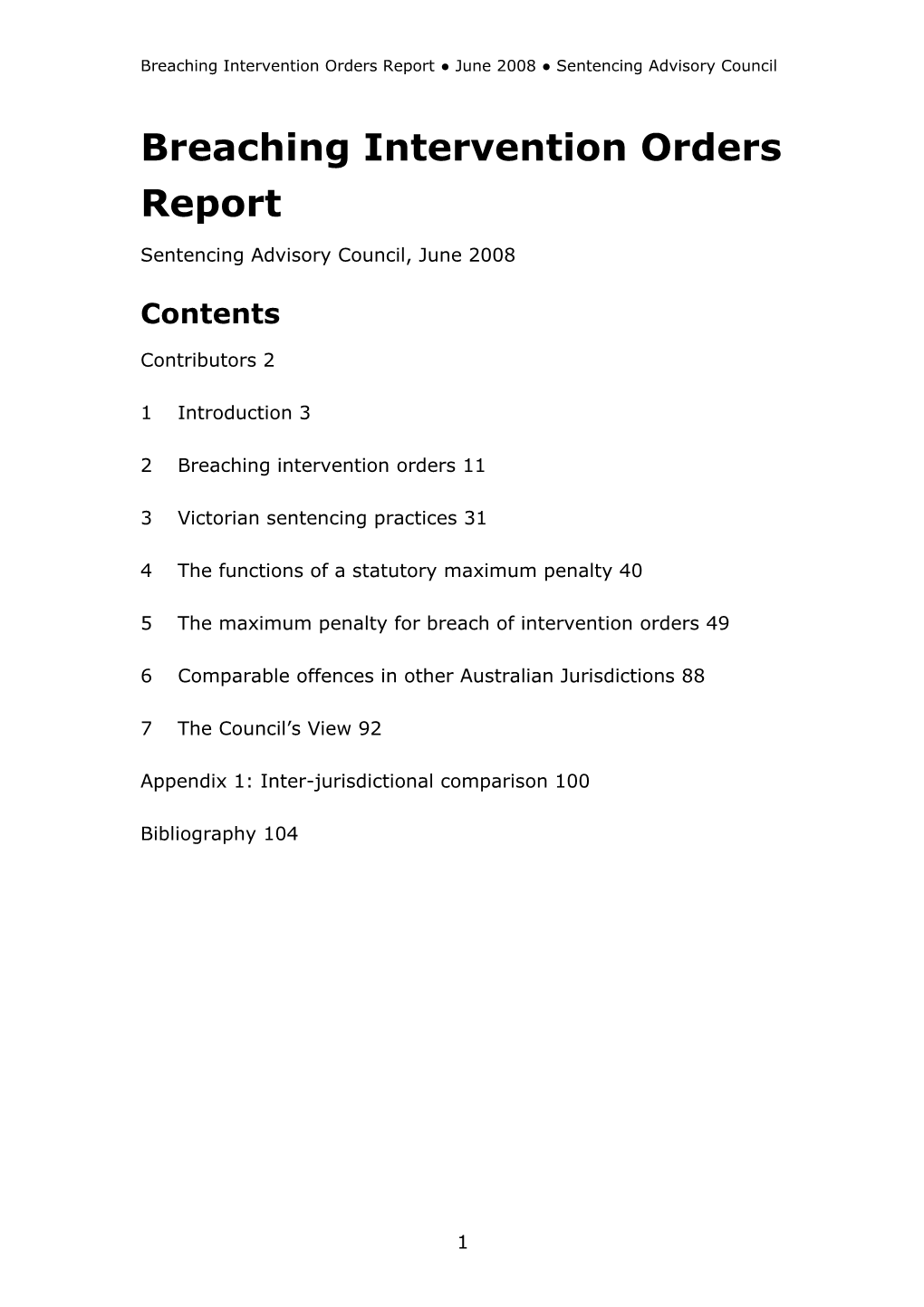 Breaching Intervention Orders Report