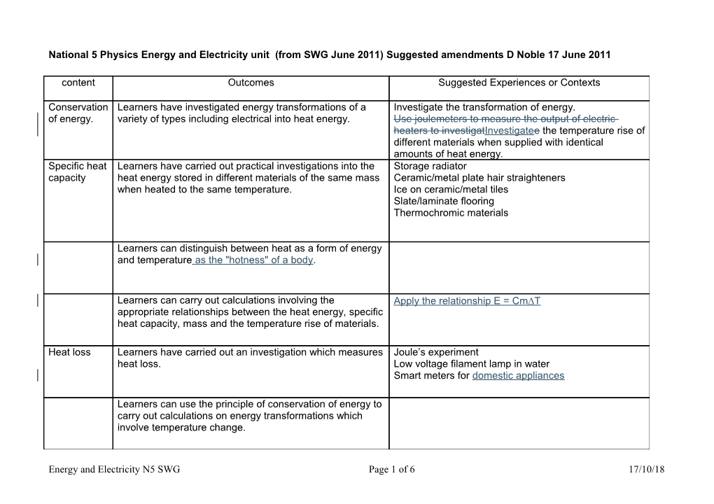 National 5 Physics Energy and Electricity Unit (From SWG June 2011)