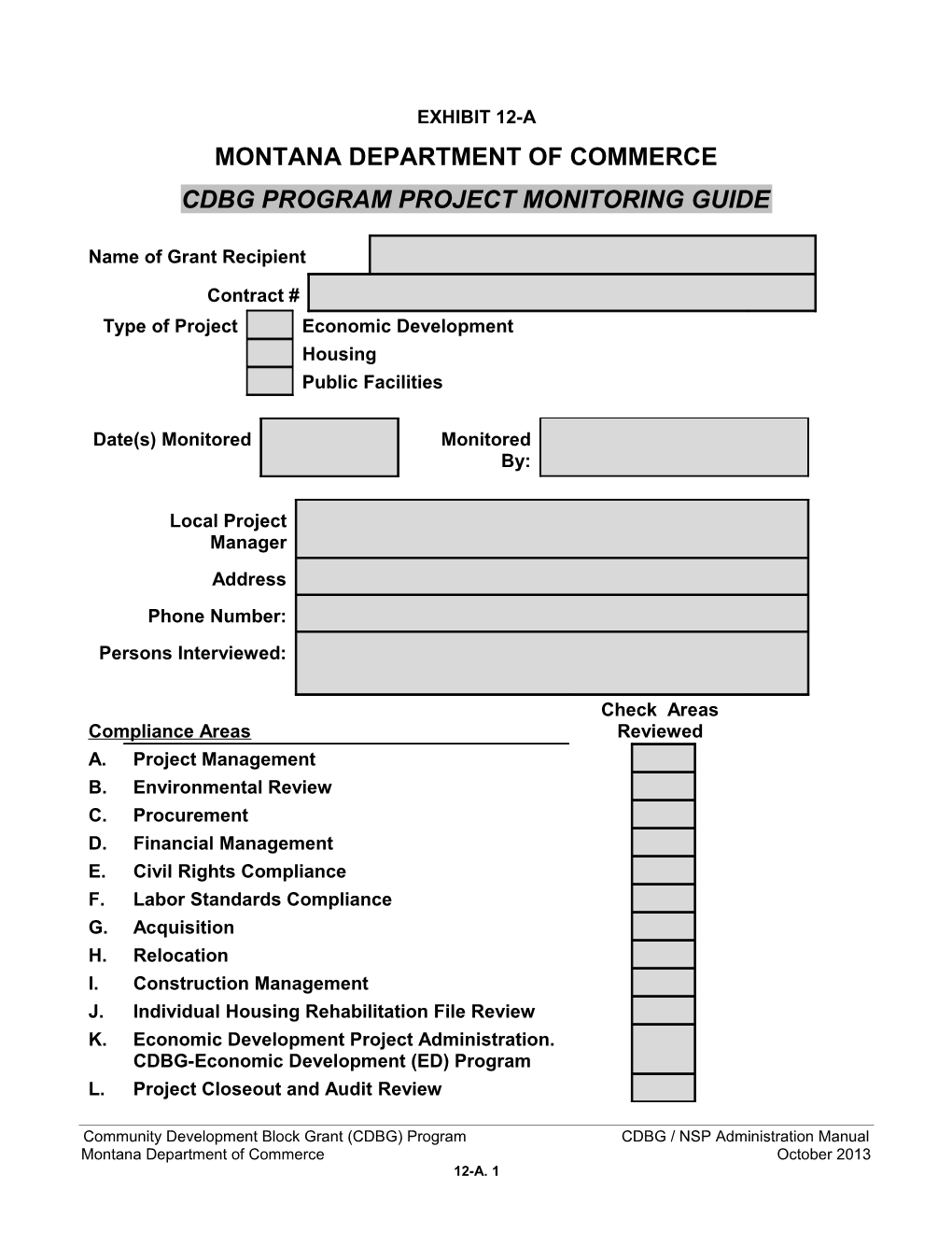 Cdbg Program Project Monitoring Guide