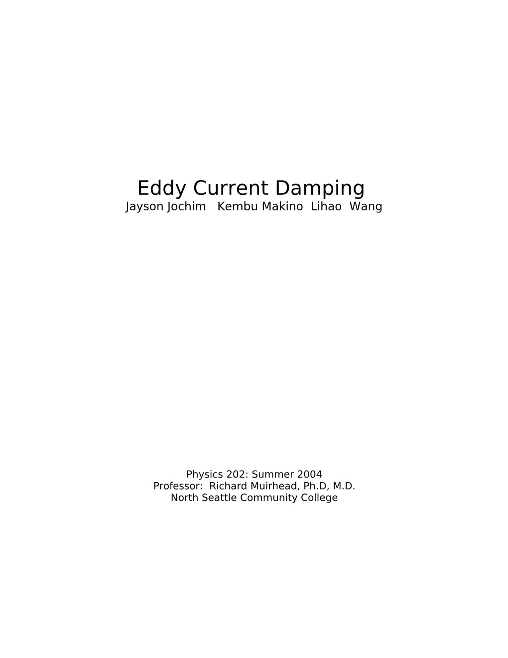 Eddy Current Damping