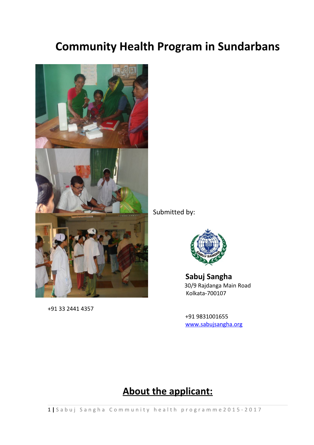 Project Proposal - Community Health Program in Sundarbans