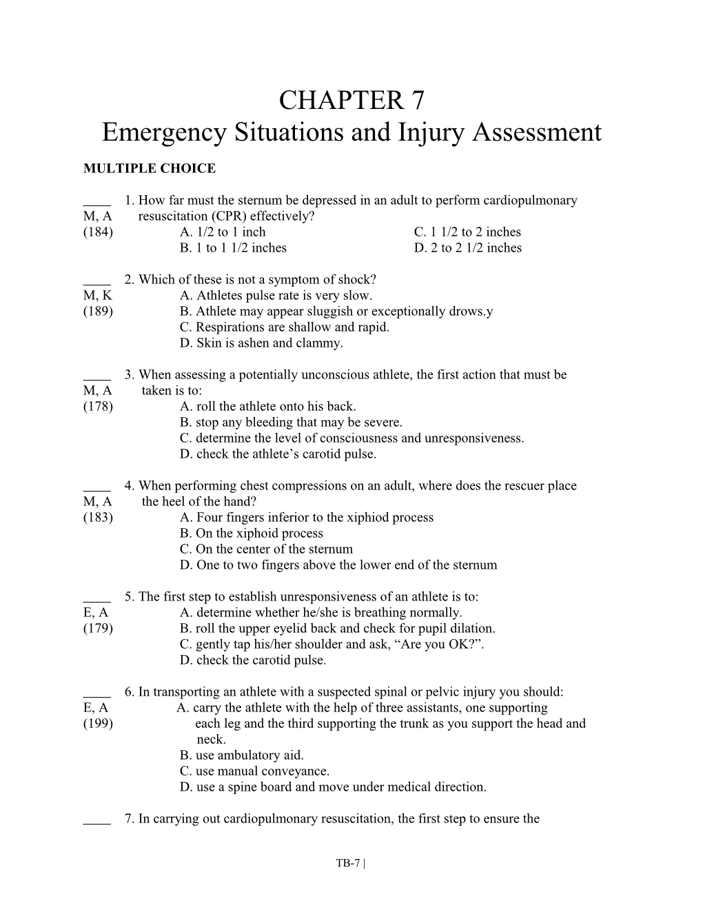 Emergency Situations and Injury Assessment