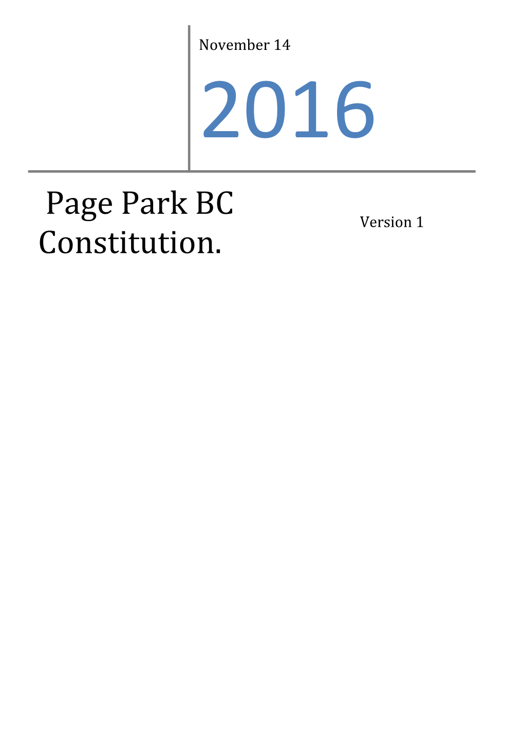 Page Park BC Constitution Version 1 Adopted 14Th November 2016