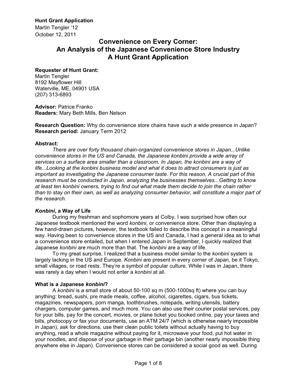 An Analysis of the Japanese Convenience Store Industry