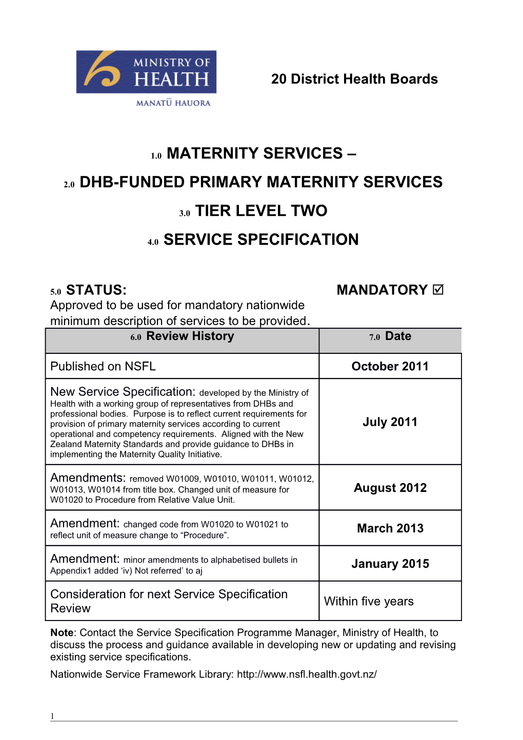 DHB-Funded PRIMARY MATERNITY SERVICES