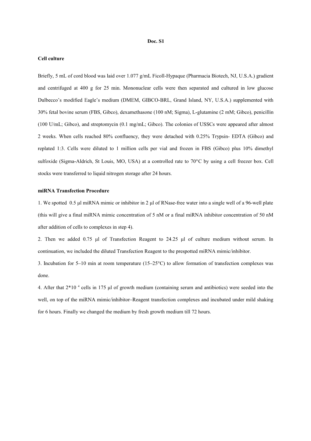 Mirna Transfection Procedure