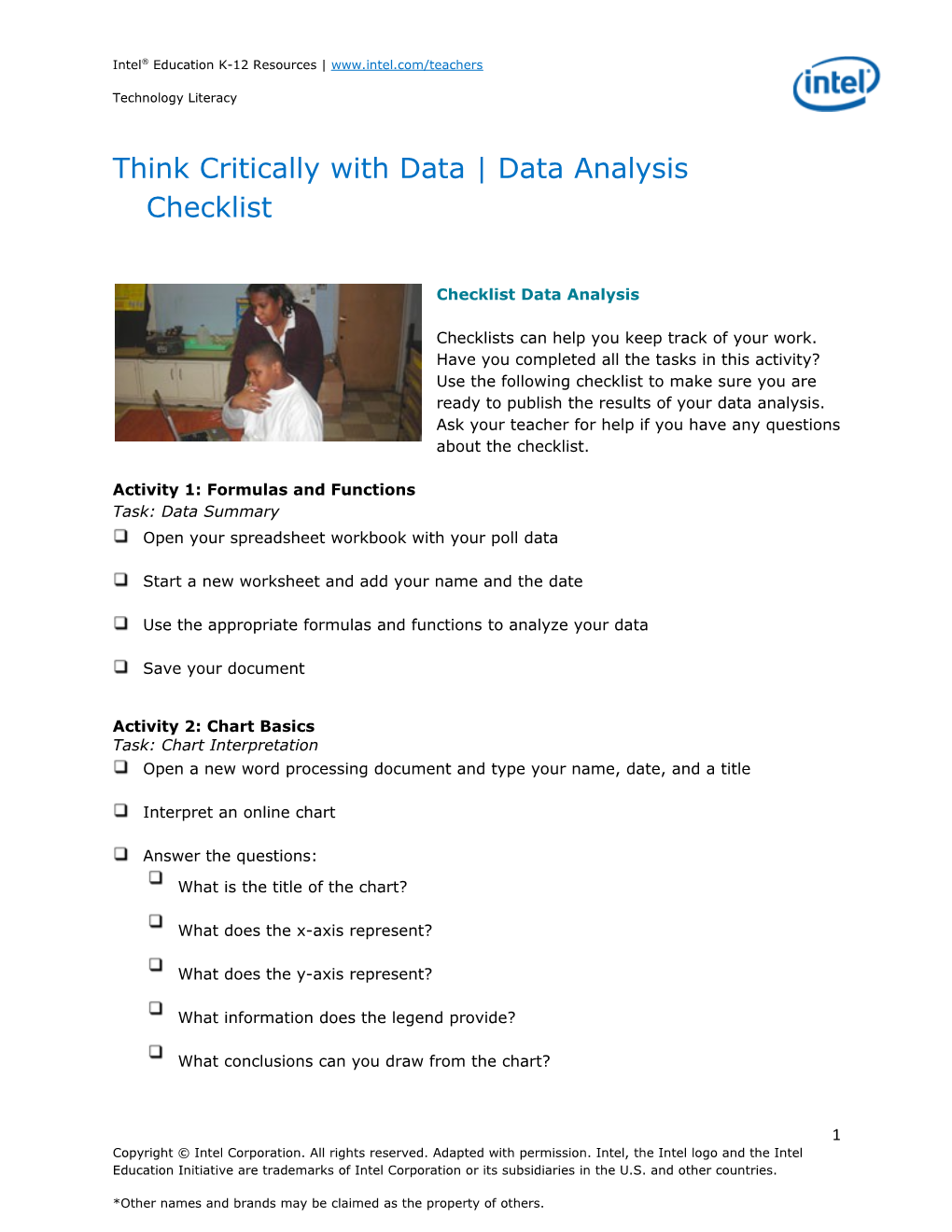 Think Critically with Data Data Analysischecklist
