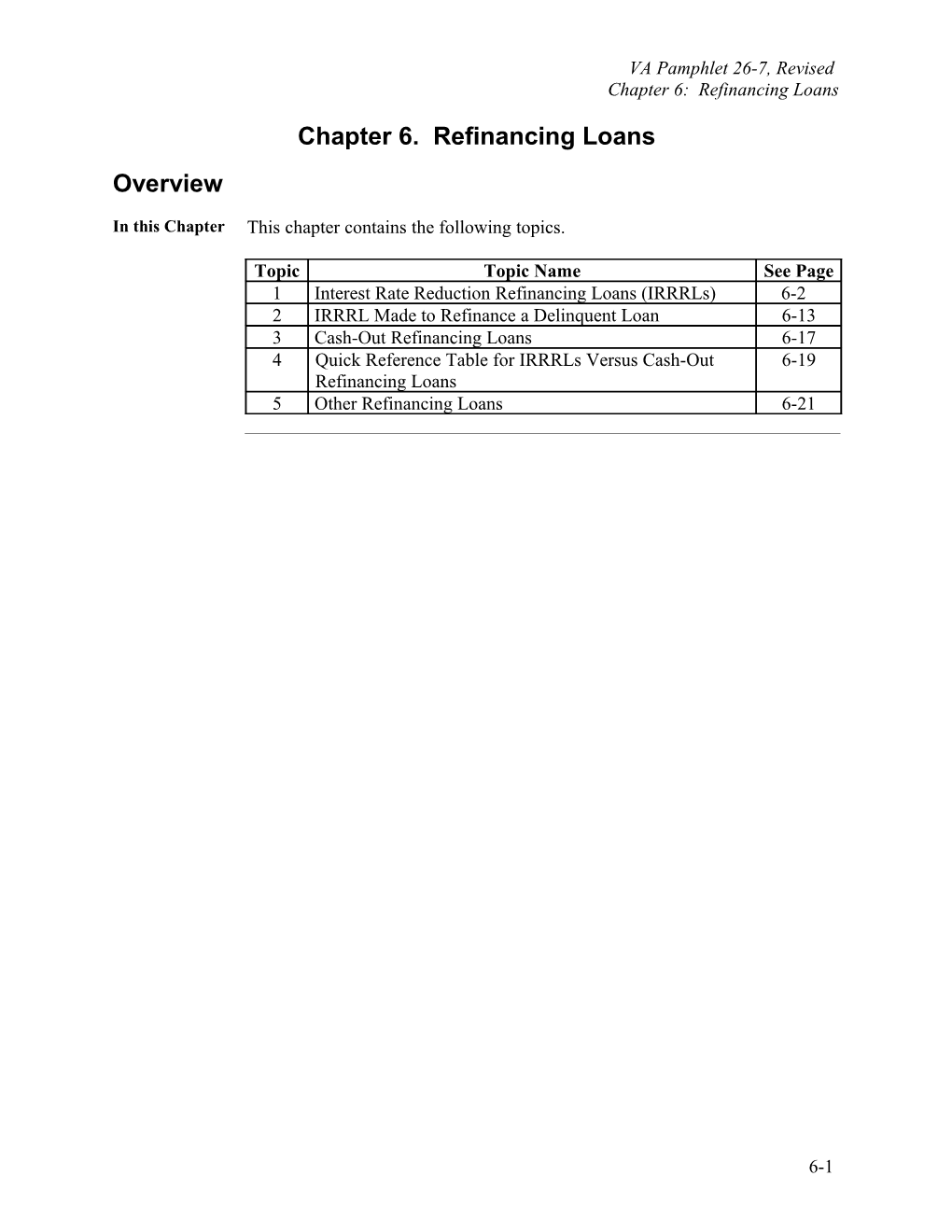 1. Interest Rate Reduction Refinancing Loans (Irrrls)