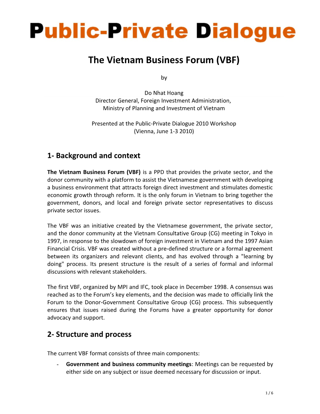 The Vietnam Business Forum (VBF)